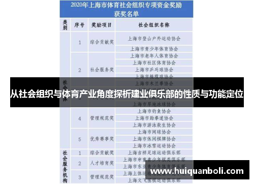 从社会组织与体育产业角度探析建业俱乐部的性质与功能定位 从社会组织与体育产业角度探析建业俱乐部的性质与功能定位